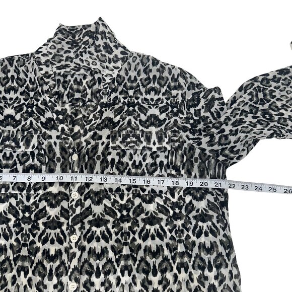 New York & Company Womens Leopard Print Button-Up Shirt Blouse SZ L - Picture 4 of 13